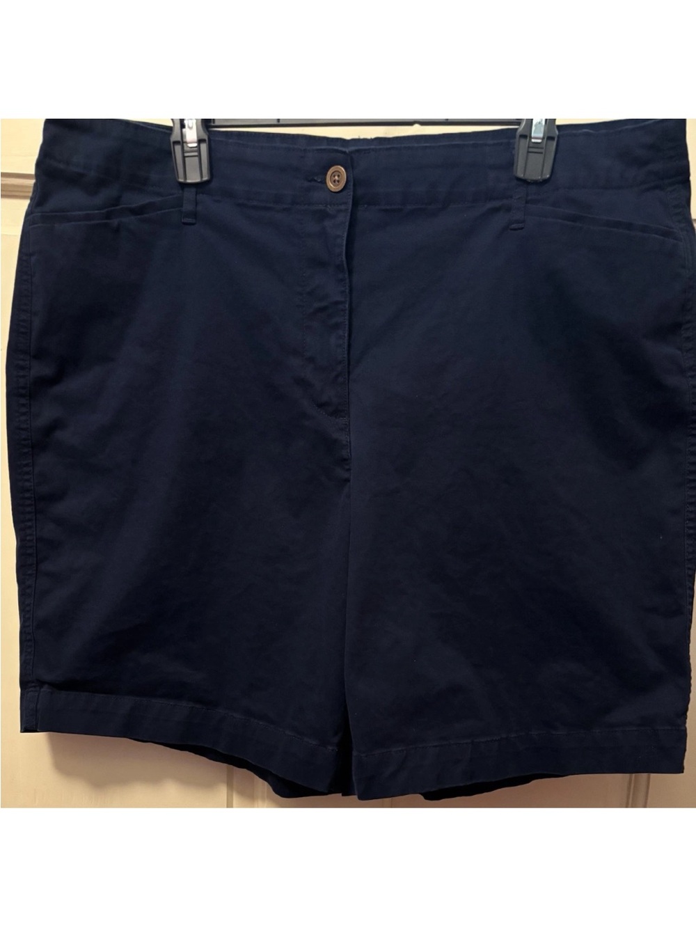 Kim Rogers Dark Navy Mid-Rise Bermuda Shorts